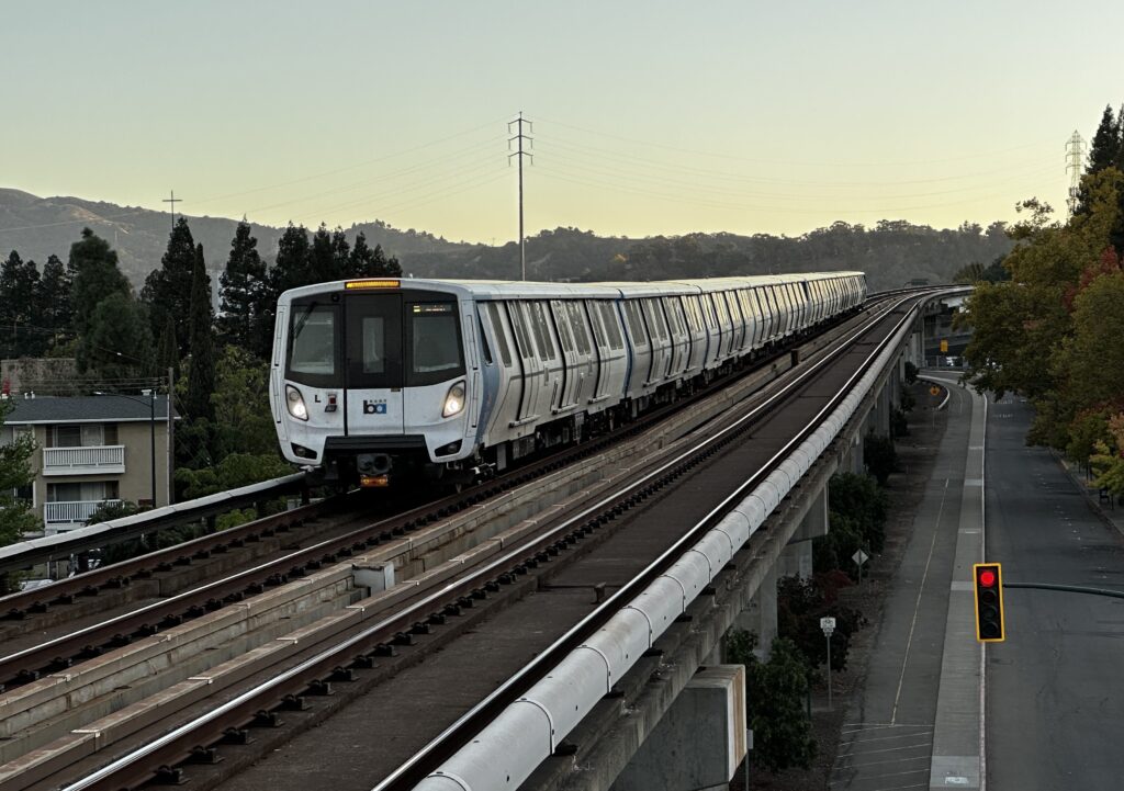 The Bay Area Rapid Transit System approaching Walnut Creek Bridge